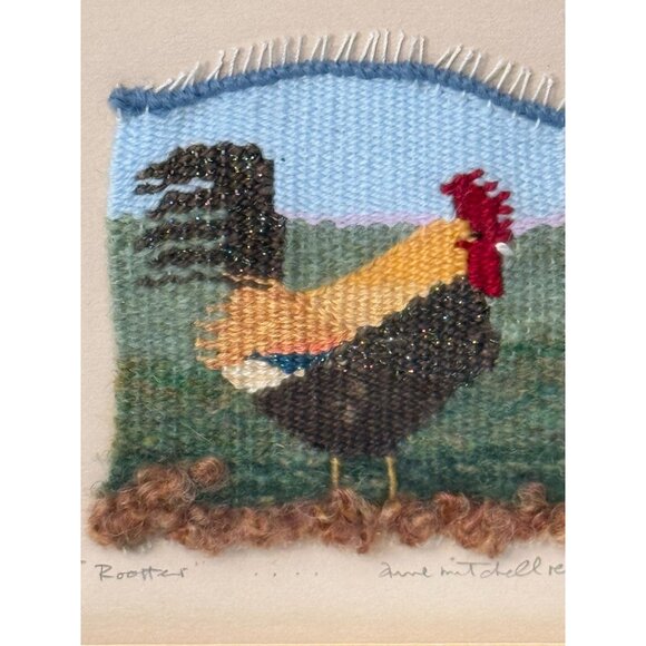 Hand Woven Artist Signed Unique Rooster Framed Art - Picture 8 of 8